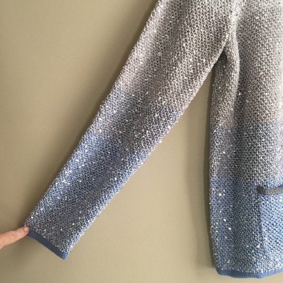 Laura Ashley Ombre Sequin Cardigan Sweater - Picture 10 of 14